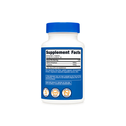 CAFFEINE AND L THEANINE 100MG 240 CAPSULES