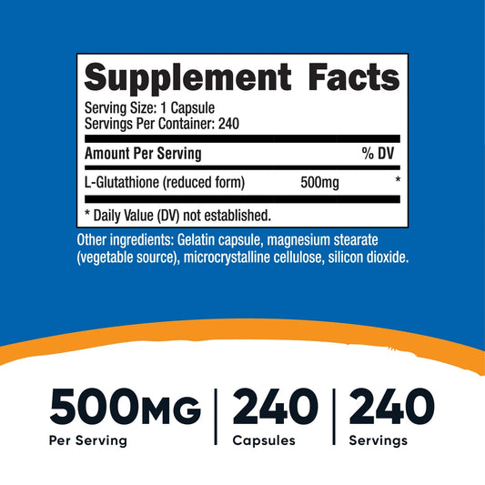 GLUTATHIONE 240 CAPSULES 500 MG