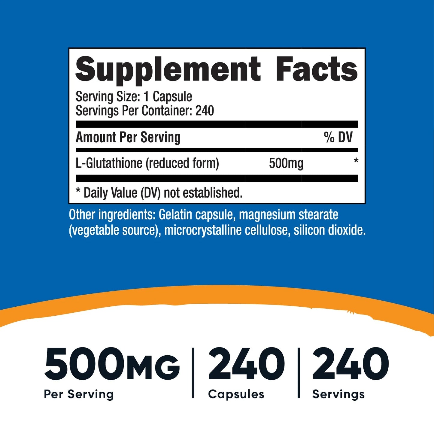 GLUTATHIONE 240 CAPSULES 500 MG